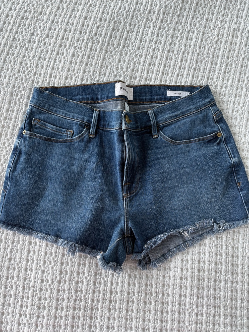 FRAME Blue Denim Cutoff Shorts 28